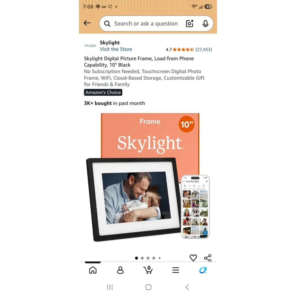 Skylight Digital Picture Frame, Load from Phone Capability, 10
